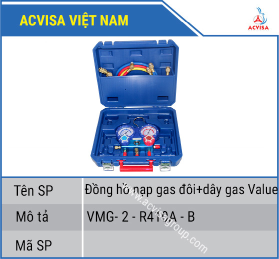 Bộ đồng hồ gas đôi + dây gas Value
Model: VMG-2-R410A-B